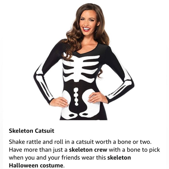 Leg Avenue Women's Glow in The Dark Skeleton Bodysuit Sexy Halloween Costume NEW - Picture 6 of 14